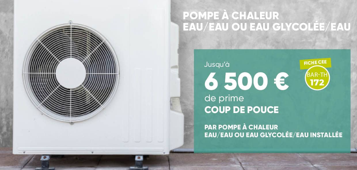 Pompe à chaleur air/eau éligible aux aides CEE Coup de pouce selon la fiche BAR-TH-171, conformément à la réglementation en vigueur